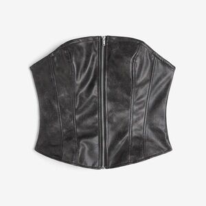 NWT H&M Faux Leather Tube Top With Zip Front Women’s Size XS